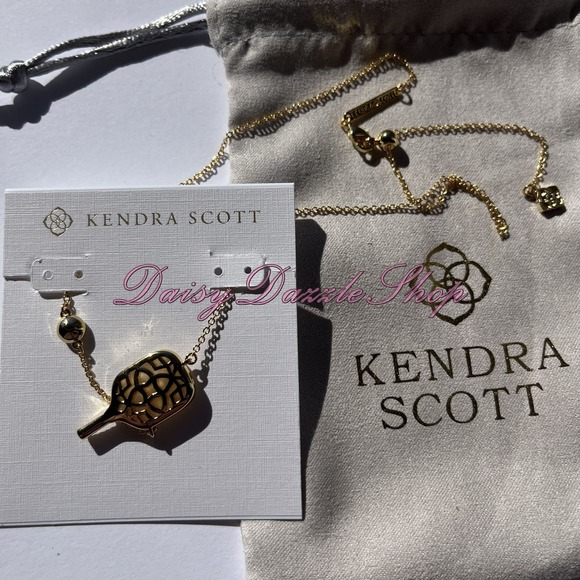 ✨Kendra Scott Pickleball Gold Short Pendant Necklace Ivory Mother-of-Pearl New✨ - Picture 4 of 7